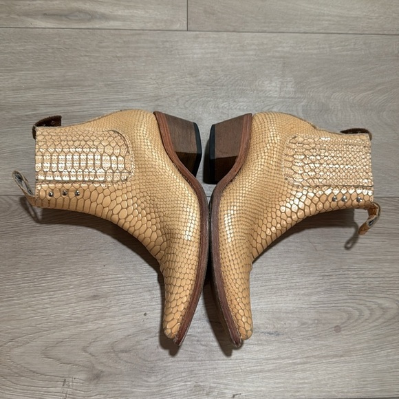 Freebird by Steven Faith Golden Yellow Snakeskin Cowboy Leather Ankle Boots - Picture 3 of 8